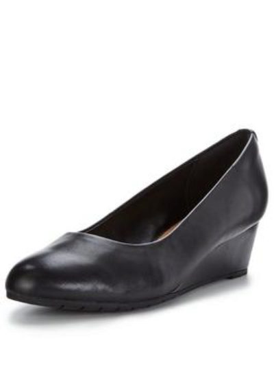 Clarks Vendra Bloom Low Wedge Shoe - Black Clarks Vendra Bloom Low Wedge Shoe - Black